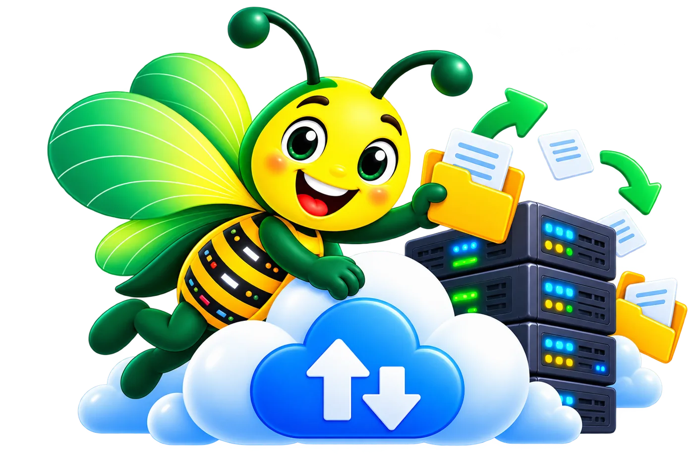 Bee carrying files between cloud servers
